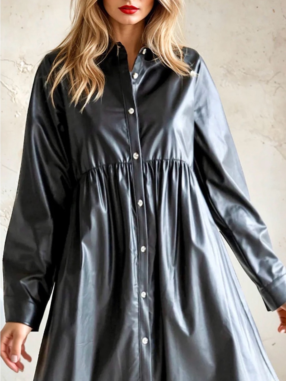 moodie Metallic Forest Green Faux Leather Mini Dress